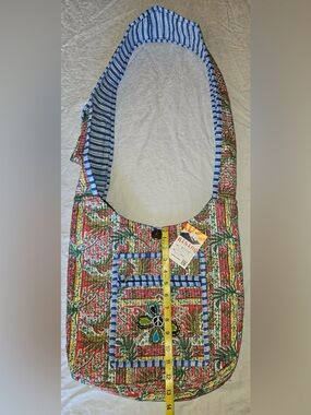 Rising International Boho Hippie Patchwork Peace Sign Hobo Bag Made in Nepal NWT